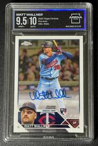 lot 58B image: 2023 Topps Chrome Matt Wallner Rookie Auto Arena Club 9.510 Minnesota Twins MLB Baseball Card No. RA-MWA