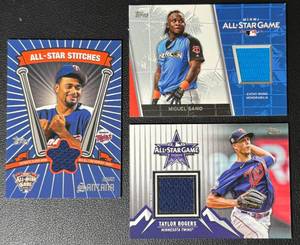 lot 78B image: 3-Card Minnesota Twins All-Star Game Event-Worn Jersey MLB Baseball Card Lot