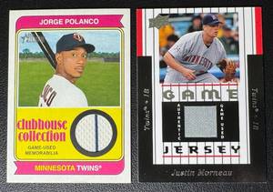 lot 92B image: 2-Card Minnesota Twins Star Game-Used Jersey MLB Baseball Card Lot