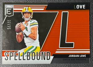 lot 118B image: Jordan Love 2024 Elite Spellbound L Red 2775 Green Bay Packers Football Card No. 27