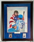 Jim Craig 3x Autographed w/ Beckett LOA 27x35.5" Framed and Matted "America the Beautiful" Miracle on Ice 1980 Team USA Hockey - Includes 2 Signed Limited Edition Cards