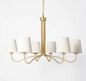 lot 82 image: 6-Arm Candelabra Chandelier Ceiling Light Brass Finish