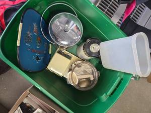 lot 138 image: Assorted Kitchen Accessories, Food Processor, Storage Containers, Serving Tray Etc. (Bin Not Included)