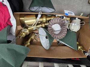 lot 174 image: Box of Lamps Some Broken Parts Could be repaired
