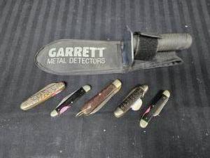 lot 180 image: 5 Pocket Knifes and Metal Detector Digging Shovel