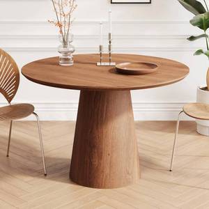 lot 140 image: 43 inch wooden circular dining table, modern minimalist round table, natural wood grain dining table