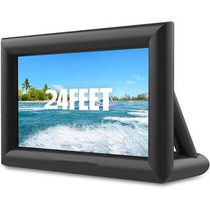 lot 89 image: Garvee Inflatable Projector Screen for Outside, 24FT Portable Blow Up Outdoor Projector Screen, Front & Rear Projection, with Rope, Air Blower, Ground Nails and Carry Bag, for Theater, Football, Backyard