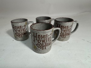 lot 109 image: 1970s CERAMIC HOME SWEET HOME MUG Japan Vintage Cabin Rustic Grey Brown