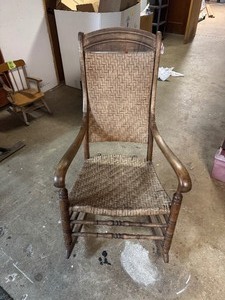 lot 87 image: Wicker Seat Wooden Rocking Chair