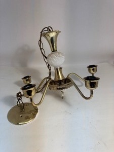 lot 53 image: Hobnail Milk Glass Chandelier