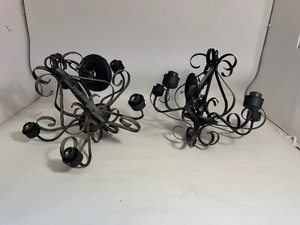 lot 54 image: Black Wrought Iron Chandeliers