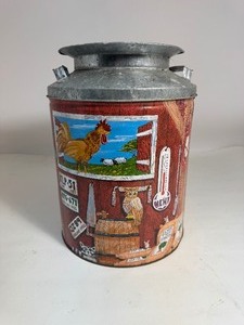 lot 55 image: Metal Canister with Farm Scene
