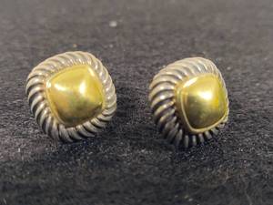 lot 48 image: 14K & 925 David Yurman Albion Square Earrings