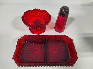 lot 86 image: Assorted Ruby Red Serving Pieces