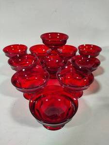 lot 92 image: Viking Ruby Red Georgian Honeycomb Sherbet Cups