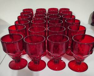 lot 91 image: Viking Ruby Red Georgian Honeycomb Goblets