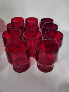 lot 94 image: Viking Ruby Red Georgian Honeycomb Small Glasses