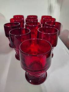 lot 90 image: Viking Ruby Red Georgian Honeycomb Large Glasses