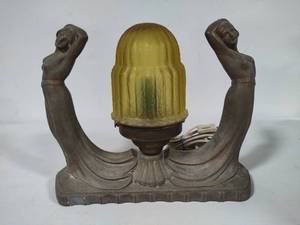 *Rare* Art Deco Figural Statue Copper Lamp