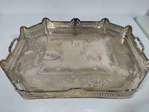lot 158 image: VIntage Indian Silver Plated Decorative Tray