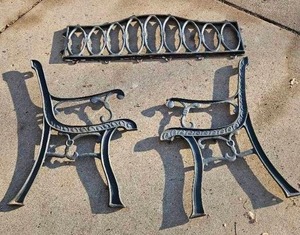 lot 51 image: Sturdy Bench End Frames and Backrest