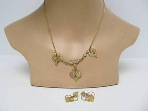 lot 29 image: Group of Genuine 10K &amp 12K Black Hills Gold Necklace &amp Matching Earrings