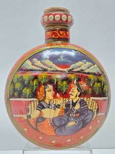 lot 186 image: Large Handpainted Vintage Indian Water or Oil Jug