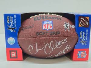 lot 187 image: New in Box NFL Football signed by Vikings Players Matt Birk &amp Chris Claiborne
