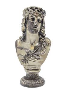 lot 188 image: Vintage Silver Plated Cast Metal Bust of Christ