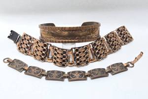 lot 203 image: Group of 3 Vintage Copper Bracelets