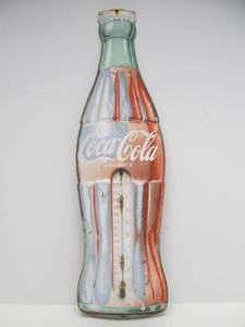 lot 144 image: Larger Metal COCA COLA Advertising Bottle Thermometer