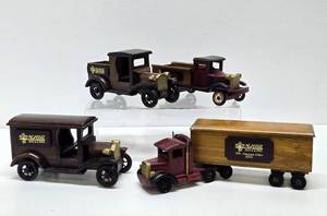 lot 372 image: Group of Wooden Advertising Old Time Cars &amp Trucks - Agassiz Seed &amp Supply