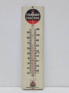 lot 333 image: 1950s Metal STANDARD Fuel Oil Advertising Thermometer