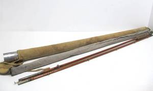 lot 243 image: Nice Antique Shakespeare Bamboo Fishing Rod wCase