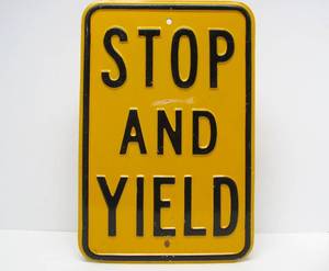lot 265 image: Vintage Heavy Embossed Steel Street Sign - STOP &amp YIELD