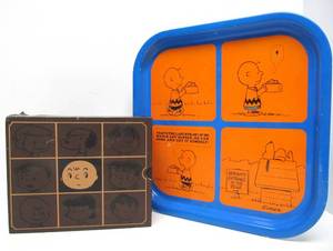 lot 268 image: The Complete PEANUTS Comics Box Set &amp Vintage Metal Tray