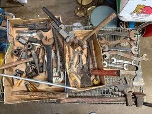 lot 302 image: Large Lot of Antique Railroad Tools Wrenches etc