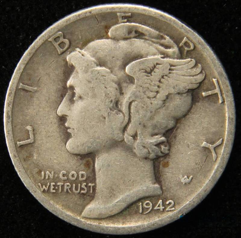 1942 2 over 1 mercury dime