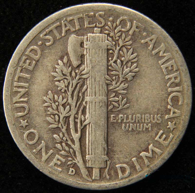1943 D US MERCURY DIME FINE