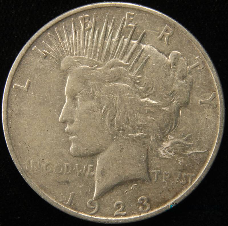 1923 D PEACE SILVER DOLLAR VF