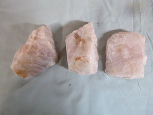 lot 19 image: 3 Rough Form Rose Quartz