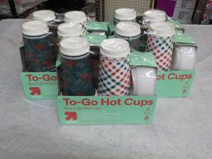 lot 121 image: 5 pkgs TOGO Hot Cups with Lids with...