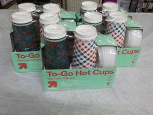 lot 122 image: 5 pkgs TOGO Hot Cups with Lids with...