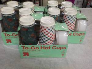 lot 123 image: 5 pkgs TOGO Hot Cups with Lids with...