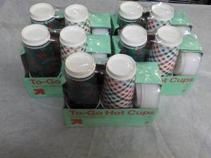 lot 124 image: 5 pkgs TOGO Hot Cups with Lids with...