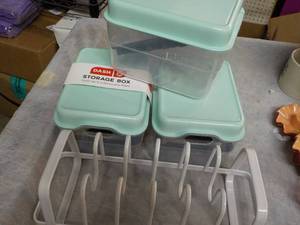 lot 161 image: 3 Plastic Storage Boxes and Tray...