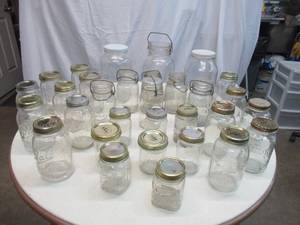 Lot of Various sized Canning Jars