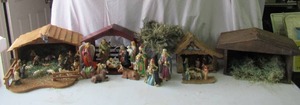 Lot of various Nativity Sets with figures. Mary Jesus Joseph Olive Tree Animals
