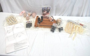 Lot of Vintage Crafting Supplies Santa & Doll Faces and Wood Sled
