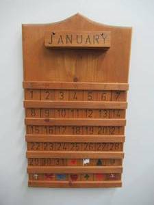 Lot of Vintage Handmade Wood Perpetual Wall Calendar